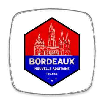 Blason de Bordeaux Rouge Bleu - Magnet carré - blanc - Devant