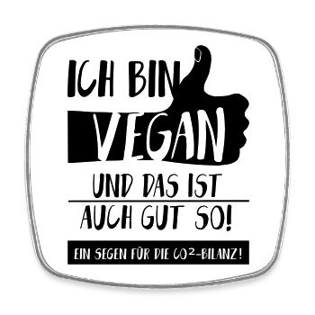 Klima Vegan Daumen hoch SabineVegan HerzAufShirt - Viereckiger Kühlschrankmagnet - Weiß - Vorne