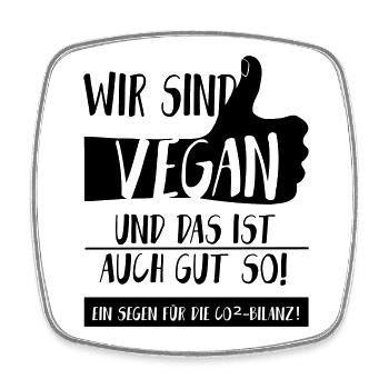 Klima Vegan Daumen hoch SabineVegan HerzAufShirt - Viereckiger Kühlschrankmagnet - Weiß - Vorne