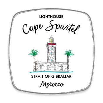 Marokko, Leuchtturm Kap Spartel, Gibraltar - Viereckiger Kühlschrankmagnet - Weiß - Vorne