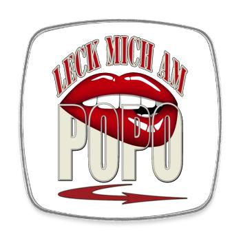 lèche-moi sur POPO - lèvres rouges flèche buccale rouge - Magnet carré - blanc - Devant