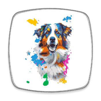 Dog portrait in a colorful flow of color - Square fridge magnet - white - Front