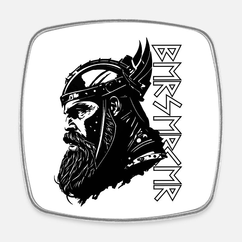 Berserker Viking Runes Odin Thor Valhalla - Square fridge magnet - white