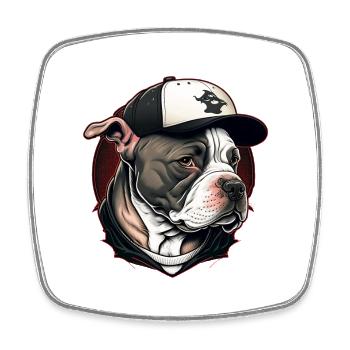 Bulldog streetwear casquette - Magnet carré - blanc - Devant