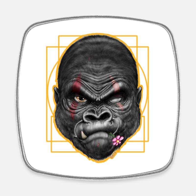 Let's protect the gorillas - Square fridge magnet - white