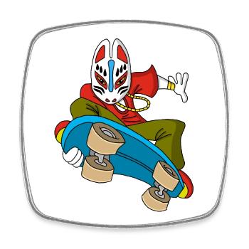 Strange fox on skateboarding - Square fridge magnet - white - Front