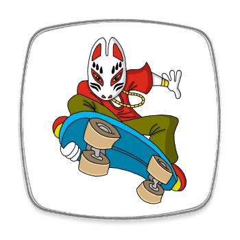 Fox kitsune skateboarding - Square fridge magnet - white - Front