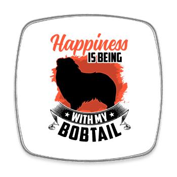 Bobtail makes Old English Shepherd happy - Square fridge magnet - white - Front