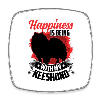 Wolfsspitz makes me happy German Keeshond - Square fridge magnet - white - Front