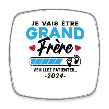 Je Vais Être Grand Frère 2024 Idée Cadeau - Magnet carré - blanc - Devant