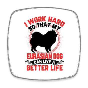 Eurasier arbeite hart Spitz Eurasian Dog - Viereckiger Kühlschrankmagnet - Weiß - Vorne