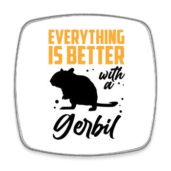 Alles besser mit Rennmaus Nagetier Gerbil - Viereckiger Kühlschrankmagnet - Weiß - Vorne