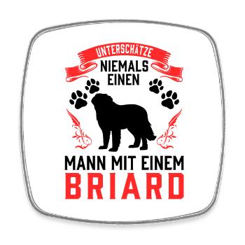 Unterschätze nie einen Mann mit Briard - Viereckiger Kühlschrankmagnet - Weiß - Vorne
