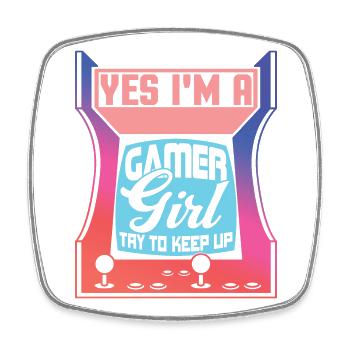 Ja, ich bin ein Gamer-Mädchen, das versucht, Schritt zu halten, Spiele lustig - Viereckiger Kühlschrankmagnet - Weiß - Vorne