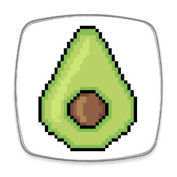Pixel-Avocado Glow - Viereckiger Kühlschrankmagnet - Weiß - Vorne