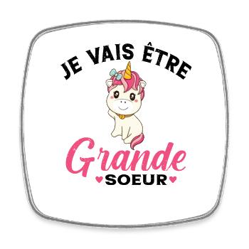 Je Vais Être Grande Soeur Licorne - Magnet carré - blanc - Devant