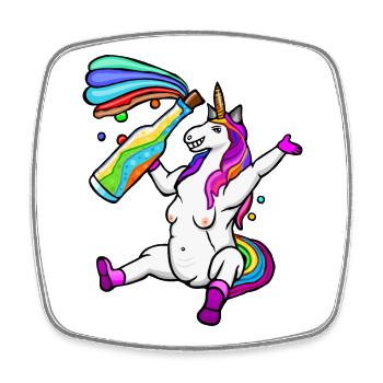 licorne LGPT drôle, licorne colorée, arc-en-ciel - Magnet carré - blanc - Devant