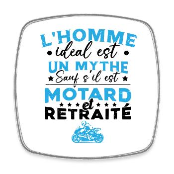 Motard Et Retraité Cadeau Homme Humour - Magnet carré - blanc - Devant