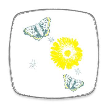 Flowers Chrysanthemums Butterflies Summer - Square fridge magnet - white - Front
