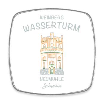 Schwerin, Wasserturm Neumühle auf dem Weinberg - Viereckiger Kühlschrankmagnet - Weiß - Vorne