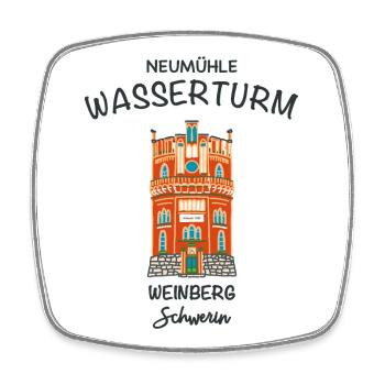 Schwerin, Wasserturm auf dem Weinberg - Viereckiger Kühlschrankmagnet - Weiß - Vorne