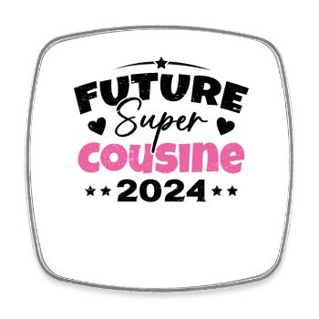 Future Super Cousine 2024 Annonce Grossesse - Magnet carré - blanc - Devant