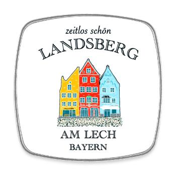 Landsberg, zeitlos schön, Bayern - Viereckiger Kühlschrankmagnet - Weiß - Vorne