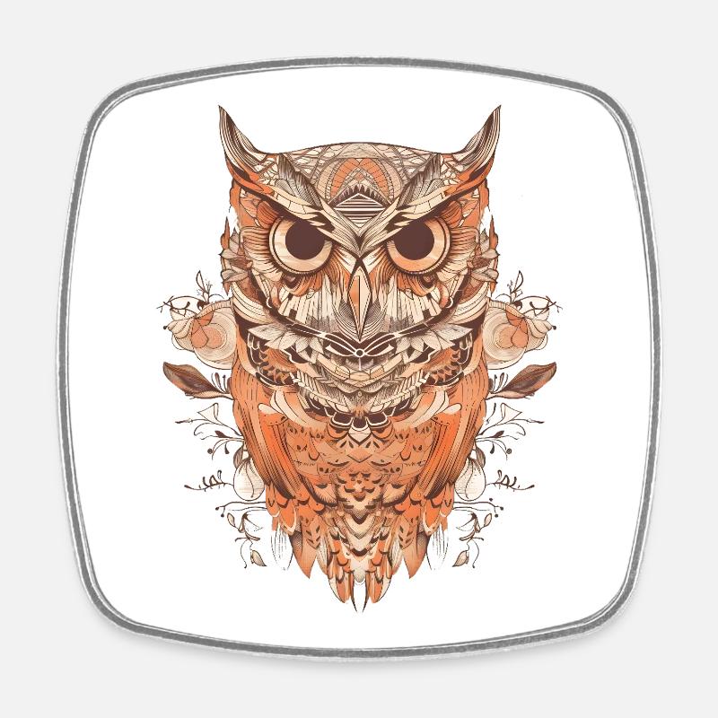 Hibou modèle - Magnet carré - blanc