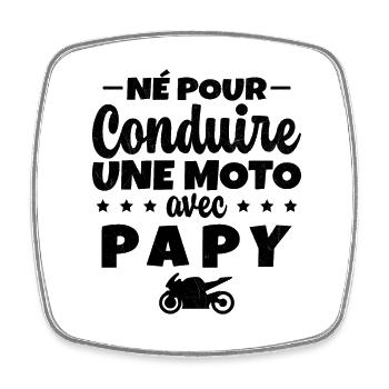 Né pour Conduire une Moto avec Papy Motard Cadeau - Magnet carré - blanc - Devant