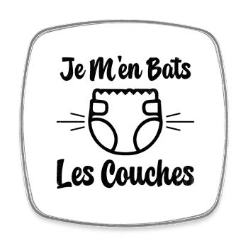 Je M'en Bats Les Couches Cadeau Body Fun Enceinte - Magnet carré - blanc - Devant