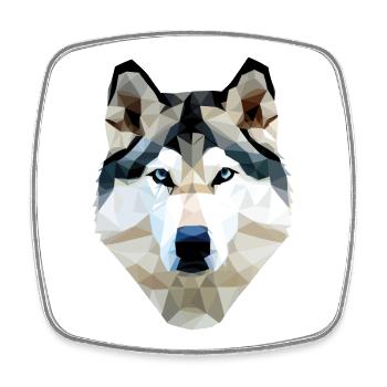 Polygone de chien husky - Magnet carré - blanc - Devant
