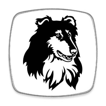 Collie Kopf - Viereckiger Kühlschrankmagnet - Weiß - Vorne