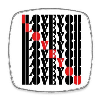 I love you, Ich liebe dich - Viereckiger Kühlschrankmagnet - Weiß - Vorne