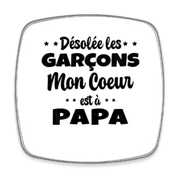 Mon coeur est à papa bébé cadeau naissance - Magnet carré - blanc - Devant