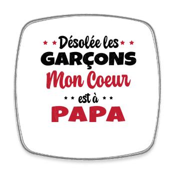 Mon coeur est à papa bébé cadeau naissance - Magnet carré - blanc - Devant