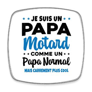 Homme Papa Motard Humour Cadeau motocycliste - Magnet carré - blanc - Devant