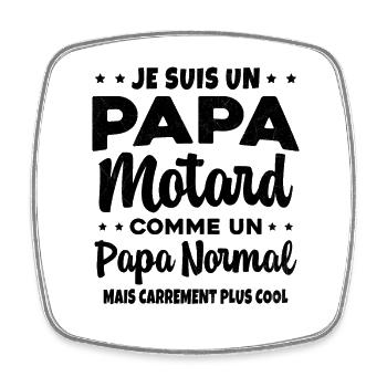 Homme Papa Motard Humour Cadeau motocycliste - Magnet carré - blanc - Devant