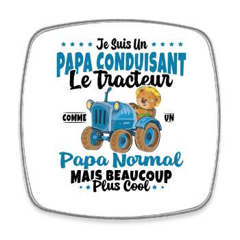 Papa Conduisant Le Tracteur Père Agriculteur Cool - Magnet carré - blanc - Devant