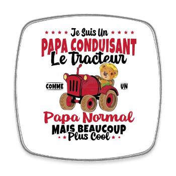 Papa Conduisant Le Tracteur Père Agriculteur Cool - Magnet carré - blanc - Devant