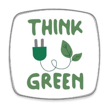 Think Green - Viereckiger Kühlschrankmagnet - Weiß - Vorne