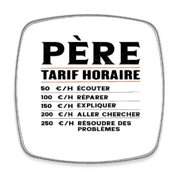 Homme Vintage Humour Tarif Horaire Cadeau Papa - Magnet carré - blanc - Devant