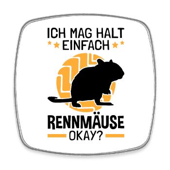 Ich mag einfach Rennmaus Nagetier Gerbil - Viereckiger Kühlschrankmagnet - Weiß - Vorne