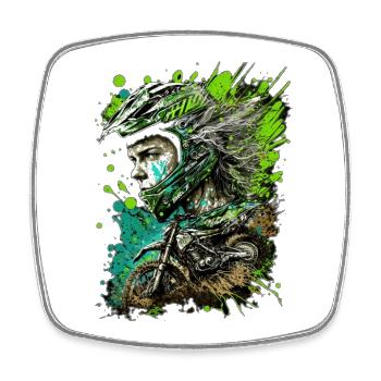 Motocross éclaboussures Neon Rider - Magnet carré - blanc - Devant