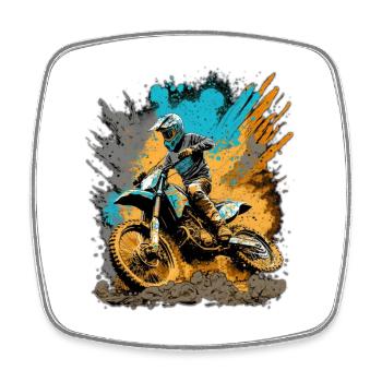 Motocross Action Mud Splash - Square fridge magnet - white - Front