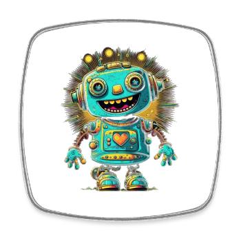 Kawaii Heart Bot Neon Burst - Viereckiger Kühlschrankmagnet - Weiß - Vorne