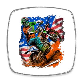 Amerikanische Flagge Motocross Splash - Viereckiger Kühlschrankmagnet - Weiß - Vorne