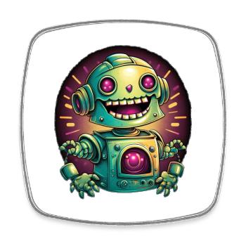 Roboter Radiance Neon - Viereckiger Kühlschrankmagnet - Weiß - Vorne