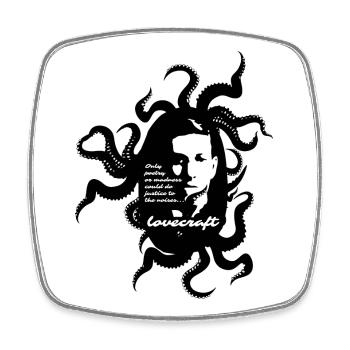 H.P. Lovecraft - Cthulhu Mythos - Viereckiger Kühlschrankmagnet - Weiß - Vorne