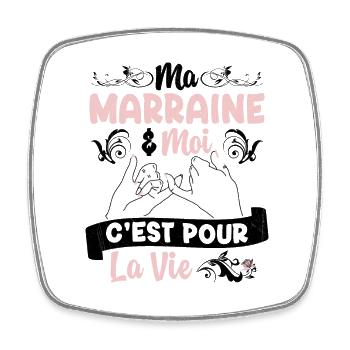 Ma Marraine & Filleule Cadeau Fille Amour - Magnet carré - blanc - Devant