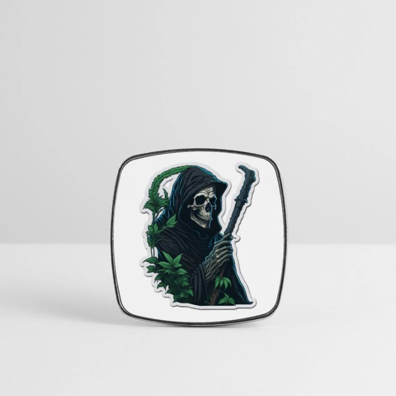 Sensenmann mit Gras Viereckiger Kühlschrankmagnet